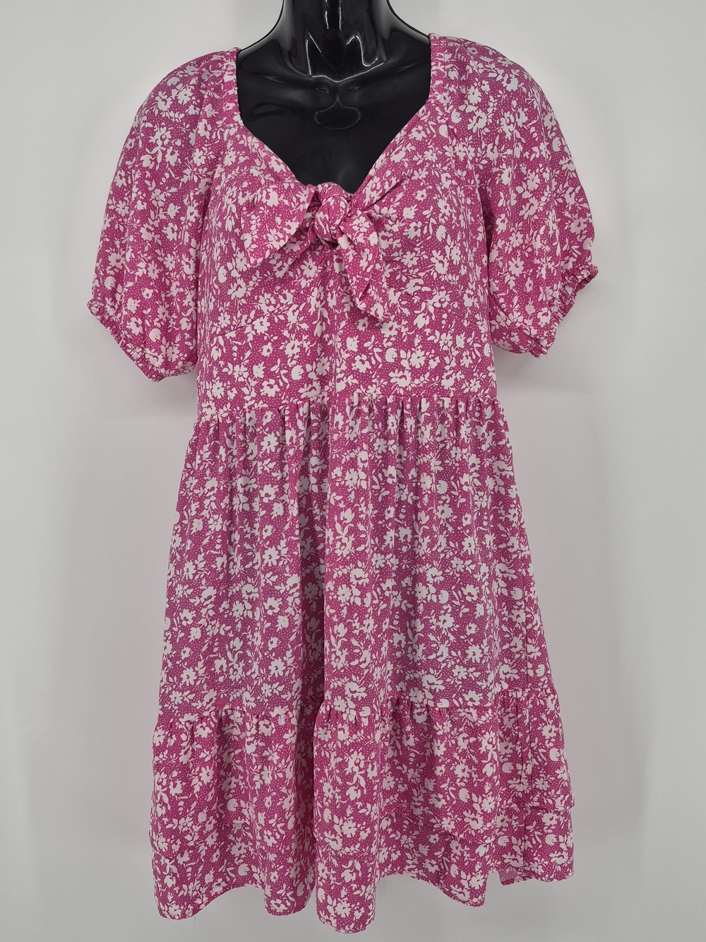 LC Lauren Conrad Floral Tie-Front Pink Tiered Dress Womens Size Small